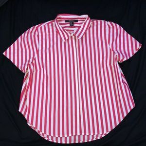 Red and White Striped Button Down Shirt